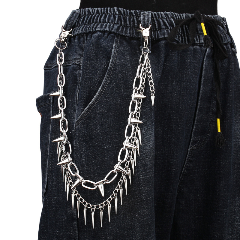 Euroopa ja Ameerika piiriülesed ehted Punk-metallist neetidega geomeetriline kett Kahekihiline püksikett Hiphop Lahe mitmekülgne vöökett