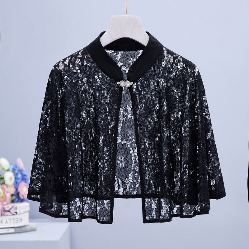 9610 vasarinė šifono marginta maža skara, retro stiliaus be rankovių, apsiausto stiliaus, skirta moterims dėvėti su sijonais