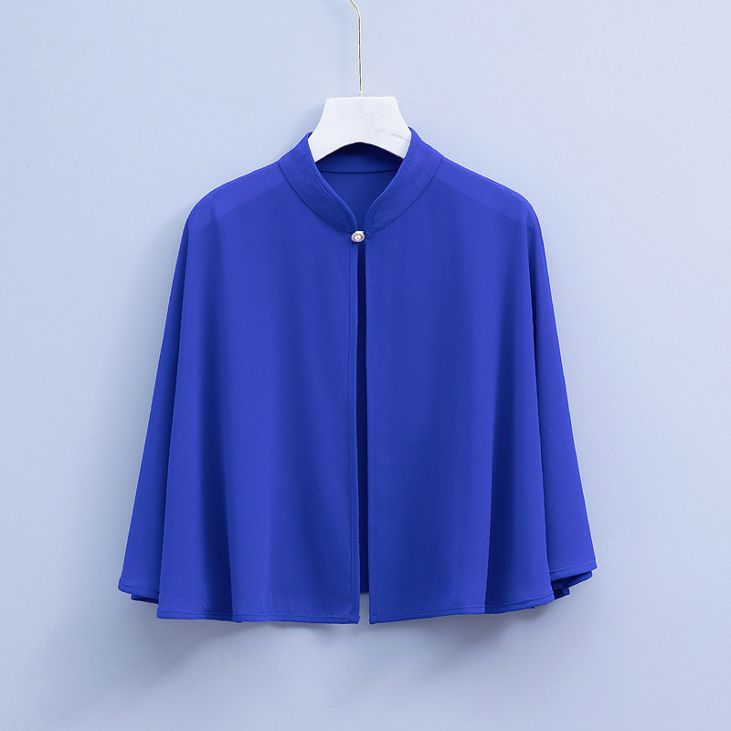 9610 vasarinė šifono marginta maža skara, retro stiliaus be rankovių, apsiausto stiliaus, skirta moterims dėvėti su sijonais