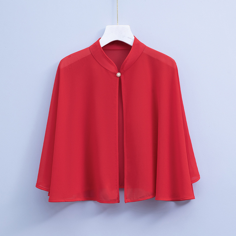 9610 vasarinė šifono marginta maža skara, retro stiliaus be rankovių, apsiausto stiliaus, skirta moterims dėvėti su sijonais