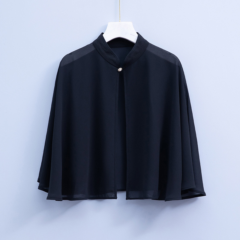 9610 vasarinė šifono marginta maža skara, retro stiliaus be rankovių, apsiausto stiliaus, skirta moterims dėvėti su sijonais