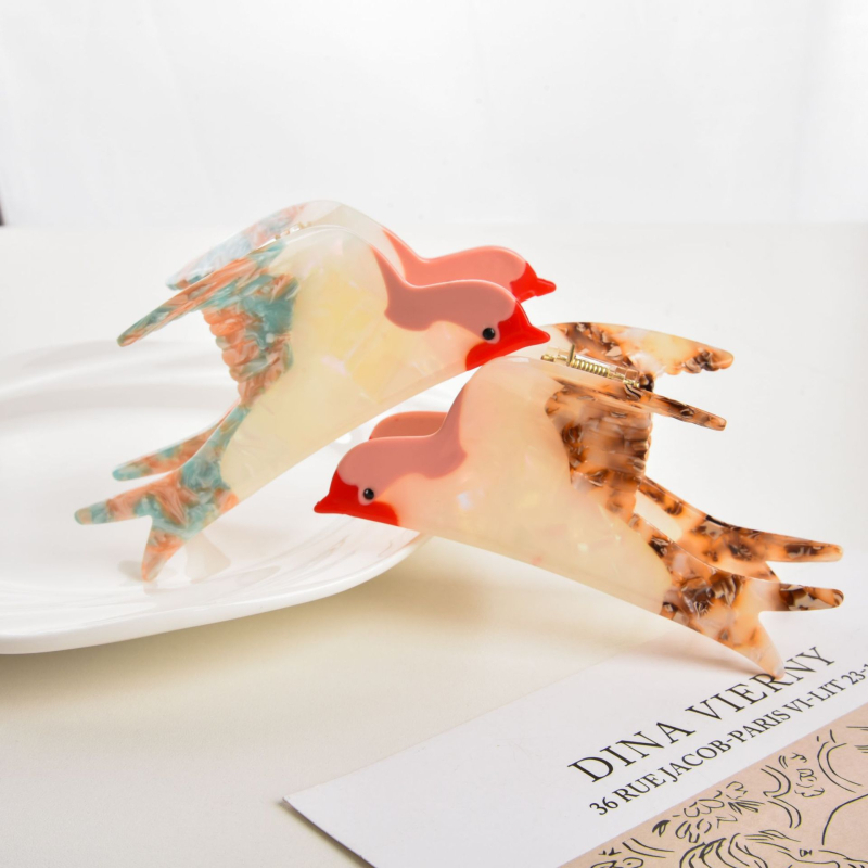 YHJ plaukų aksesuarai Nauja mėlyna „Swallow“ acetato plaukų segtukas su užrištomis galvomis, ryklio segtukas, mielas galvos apdangalas, plaukų segtukas