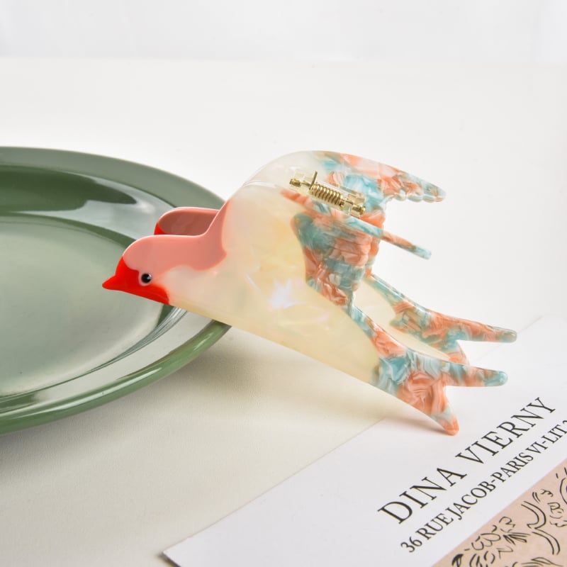 YHJ plaukų aksesuarai Nauja mėlyna „Swallow“ acetato plaukų segtukas su užrištomis galvomis, ryklio segtukas, mielas galvos apdangalas, plaukų segtukas