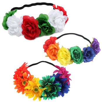 Piiriülesed jõulupärja peapaelad, kangast, lilledega peakatted, Euroopa ja Ameerika daamide pühadepeod, värviliste lilledega juuste aksessuaarid Mehhikos