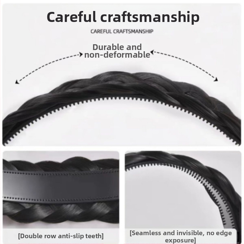 Перука с плитка тип рибена кост, обръч за коса за жени, повдигнат черепен диск, артефакт от интернет знаменитост, ръчно изработен усукан обръч за коса, интегриран