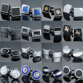 Nježni nakit za mušku francusku košulju, manžete, manžete, naušnice za manžete, brušeno srebro, crni cirkon, kristalna emajlirana srebrna