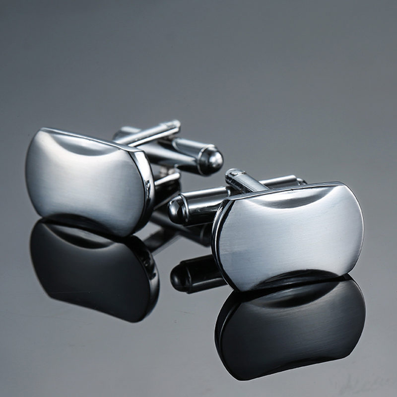 Nježni nakit za mušku francusku košulju, manžete, manžete, naušnice za manžete, brušeno srebro, crni cirkon, kristalna emajlirana srebrna