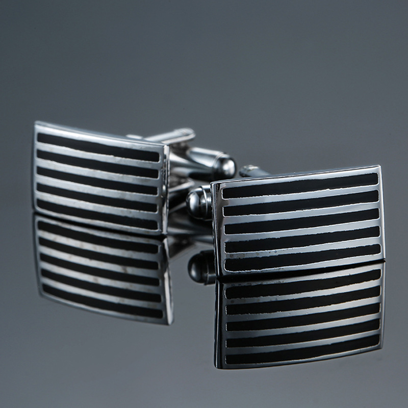 Nježni nakit za mušku francusku košulju, manžete, manžete, naušnice za manžete, brušeno srebro, crni cirkon, kristalna emajlirana srebrna