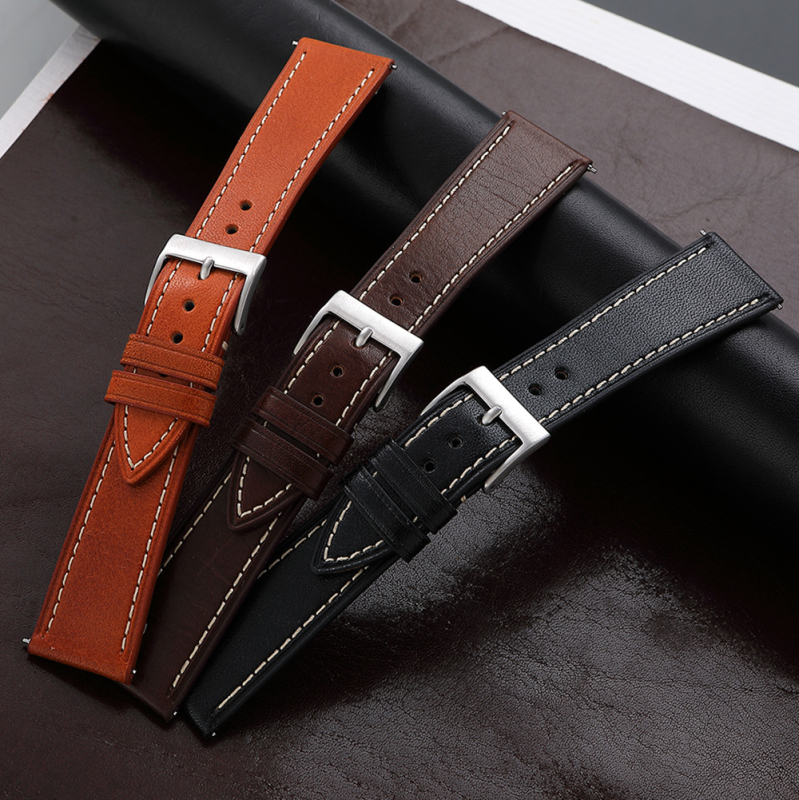 Spot Itaalia imporditud veisenahast nahast rihm, üliõhuke pehme taimparkitud nahast rihm, kiirkinnitusega 20/22 mm