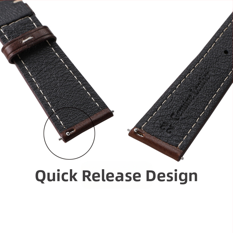 Италианска каишка от вносна телешка кожа, ултратънка мека растително дъбена кожена каишка с бързо освобождаване 20/22 мм