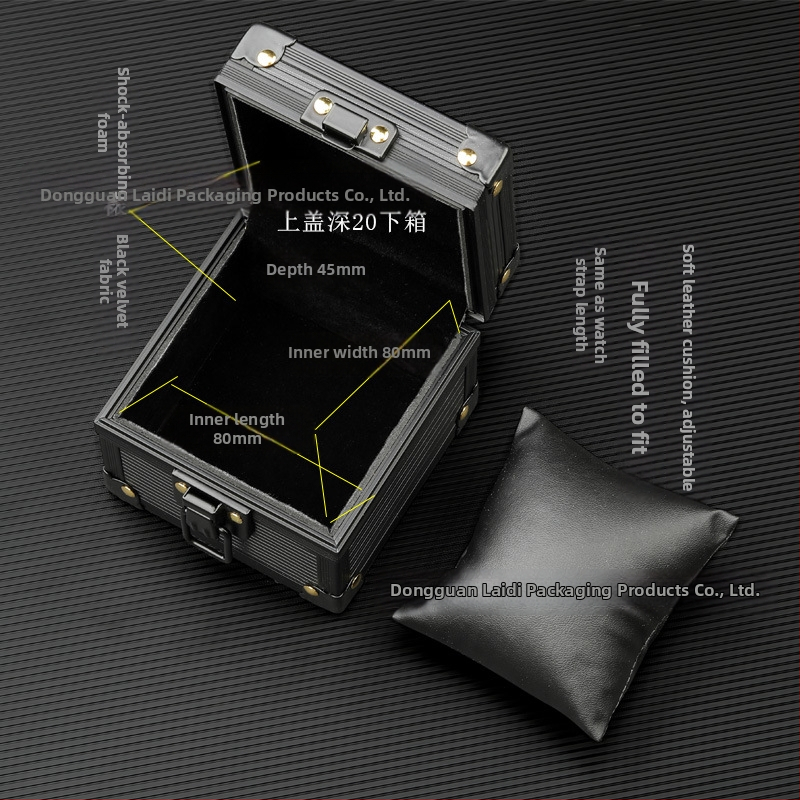 Nepermatoma aliuminio lydinio laikrodžių dėžutė, daugiapakopė juoda pakuotės dėžutė laikrodžiams, kilnojama pertvarinė laikrodžių laikymo dėžutė, gali būti siunčiama kitų vardu