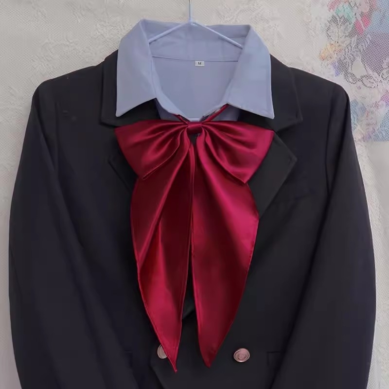 Jednobojna prevelika mašna JK uniformna košulja Temperament fakultetski stil Leptir-mašna Osnovna boja Univerzalni ovratnik Slobodni cvjetni modni stil