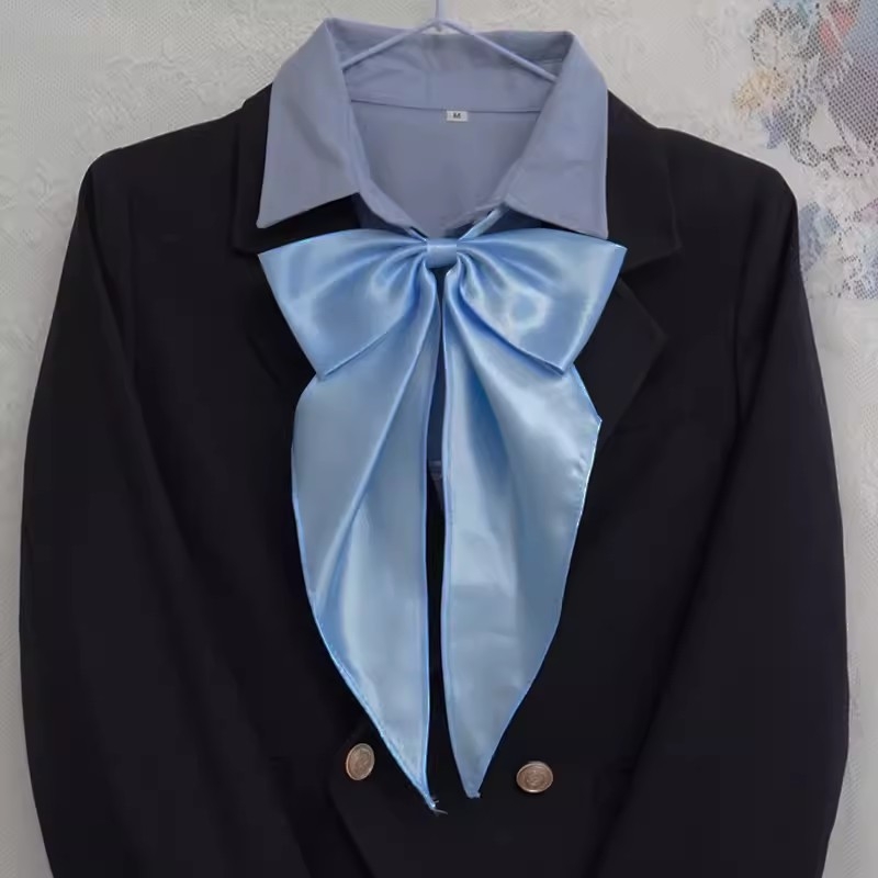 Jednobojna prevelika mašna JK uniformna košulja Temperament fakultetski stil Leptir-mašna Osnovna boja Univerzalni ovratnik Slobodni cvjetni modni stil