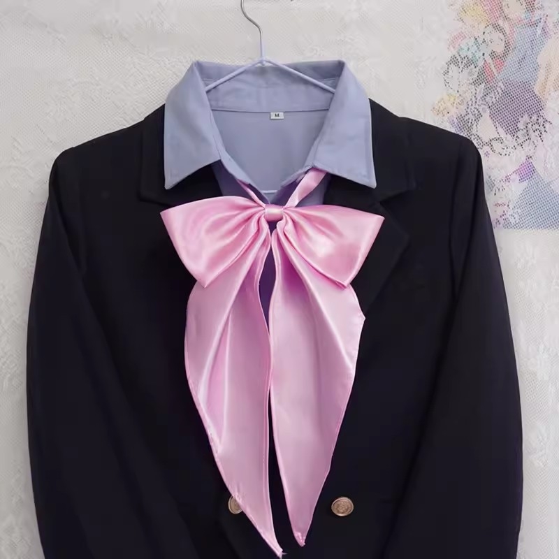 Jednobojna prevelika mašna JK uniformna košulja Temperament fakultetski stil Leptir-mašna Osnovna boja Univerzalni ovratnik Slobodni cvjetni modni stil