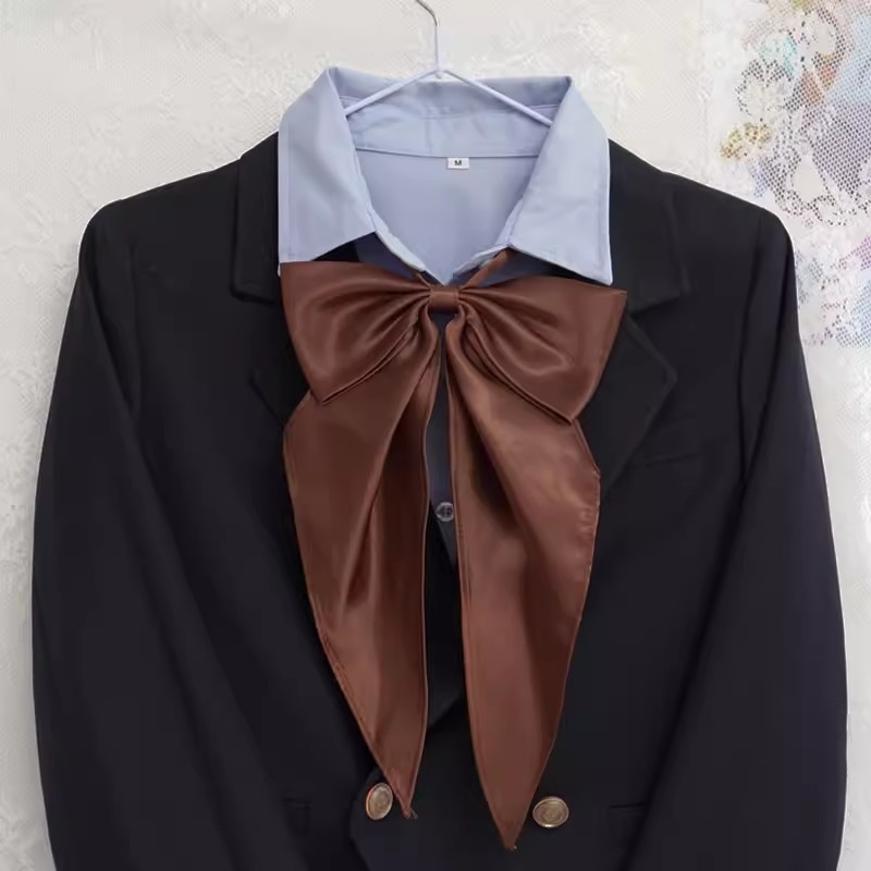 Jednobojna prevelika mašna JK uniformna košulja Temperament fakultetski stil Leptir-mašna Osnovna boja Univerzalni ovratnik Slobodni cvjetni modni stil