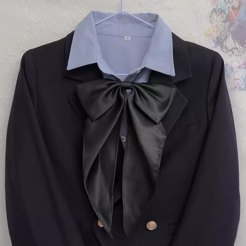 Jednobojna prevelika mašna JK uniformna košulja Temperament fakultetski stil Leptir-mašna Osnovna boja Univerzalni ovratnik Slobodni cvjetni modni stil