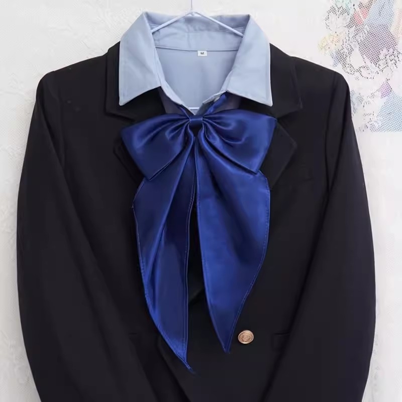 Jednobojna prevelika mašna JK uniformna košulja Temperament fakultetski stil Leptir-mašna Osnovna boja Univerzalni ovratnik Slobodni cvjetni modni stil