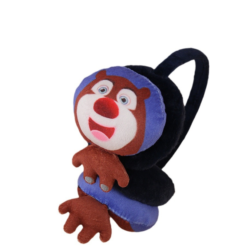 Pliušinės šiltos ausinės, mielos animacinio meškiuko ausinės, madingos ausinės, šalčiui atsparios ausų apsaugos, madingi žiemos aksesuarai