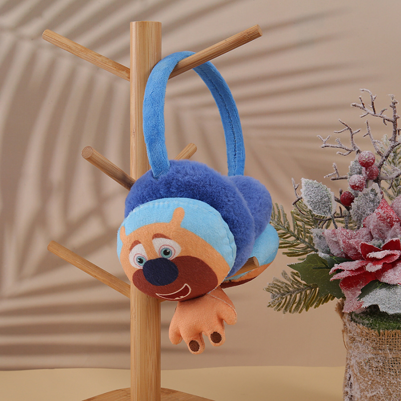 Pliušinės šiltos ausinės, mielos animacinio meškiuko ausinės, madingos ausinės, šalčiui atsparios ausų apsaugos, madingi žiemos aksesuarai