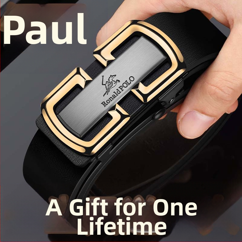 Platinum Paul öv, férfi valódi bőr, automata csattal, üzleti, hétköznapi, luxus marhabőr öv, új férfi öv