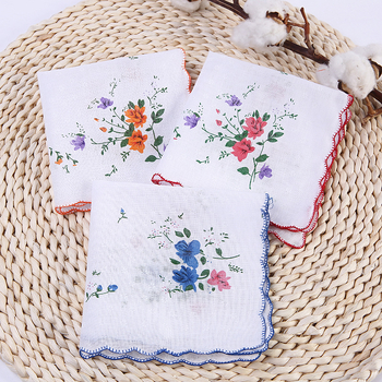 Klasikinės moteriškos pusmėnulio pusės medvilninės nosinaitės su mažomis gėlių rašto nosinaitėmis, gamintojai, didmeninė prekyba