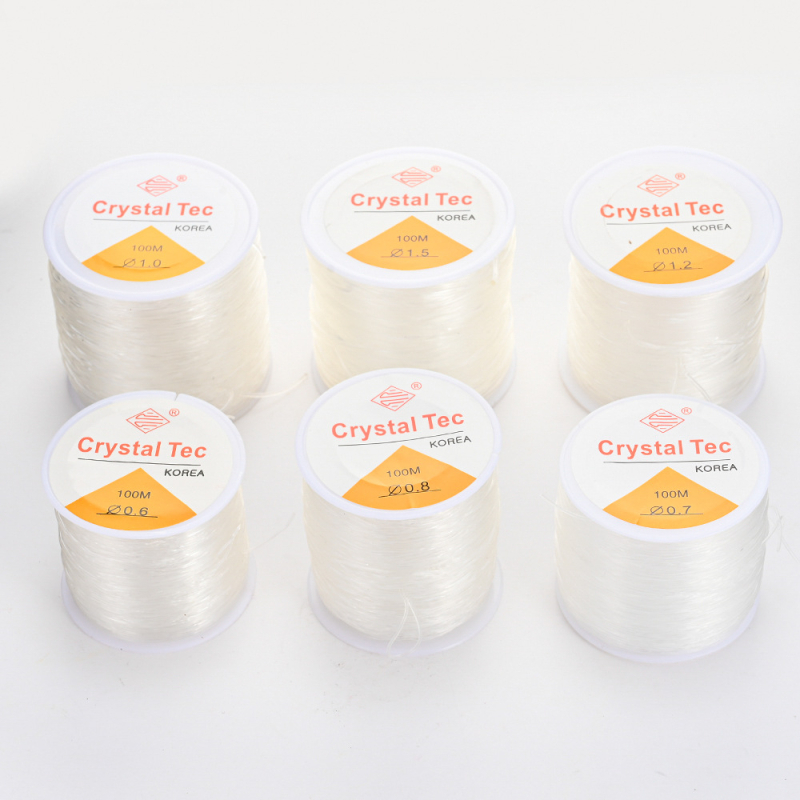 Permatoma „Fishsilk“ elastinė virvė, 100 m, krištolinė virvė, rankų darbo apyrankė, karoliai, karoliukai, elastinė virvė, papuošalų aksesuarai