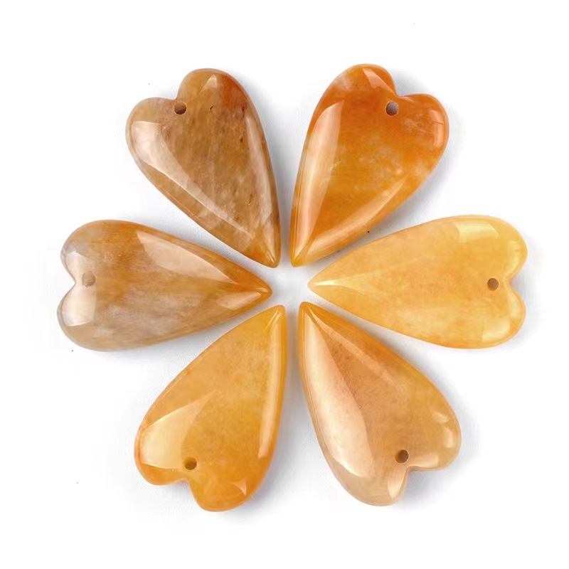 Natūralaus akmens 40 × 25 mm didelis širdies formos pakabukas, natūralus krištolinis agatas, persikas, širdies formos rankenėlė, „pasidaryk pats“ dekoracija