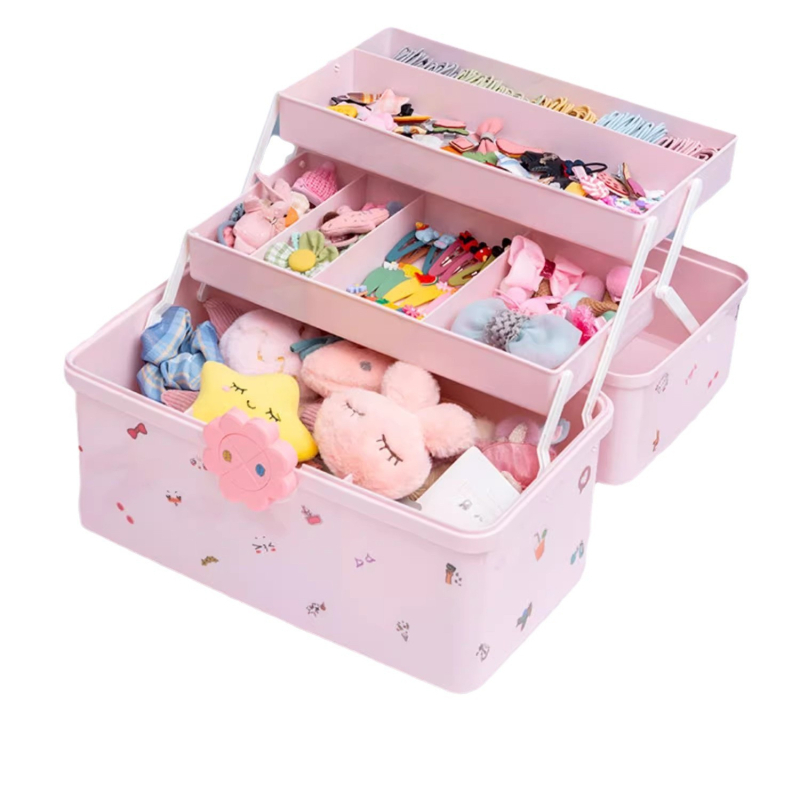 Vaikiškų plaukų aksesuarų laikymo dėžutė. Plaukų segtukas, gumytė, galvos apdangalas, galvos juosta mažoms mergaitėms, plaukų segtukai, papuošalai, princesės laikymas