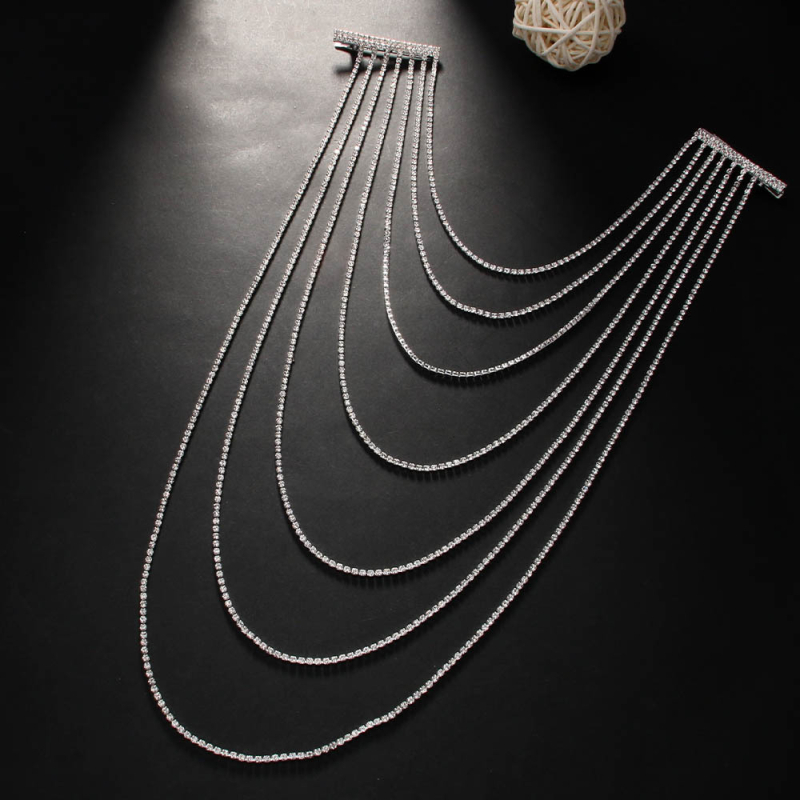 Tarpvalstybinė super fėja daugiasluoksnė plaukų grandinėlė moterims, aukščiausios klasės pojūtis, elegantiška elegantiška nuotakos galvos apdangalas, super blykstė atgal, kalnų krištolas, plaukų segtukas