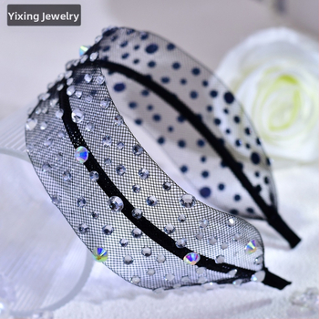 Yixingi uued moodsed universaalsed välguga juukseaksessuaarid, täis teemantvõrgust must peakate, rhinestones, lihtne igapäevane peavõru A66