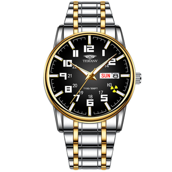 Kindel kahekordse kalendriga mehaanilise skaneeriva nõelaga kell, veekindel kvartskell, moodne piiriülene väliskaubanduse kell meestele