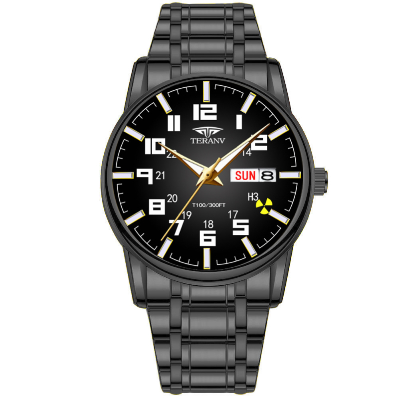 Kindel kahekordse kalendriga mehaanilise skaneeriva nõelaga kell, veekindel kvartskell, moodne piiriülene väliskaubanduse kell meestele