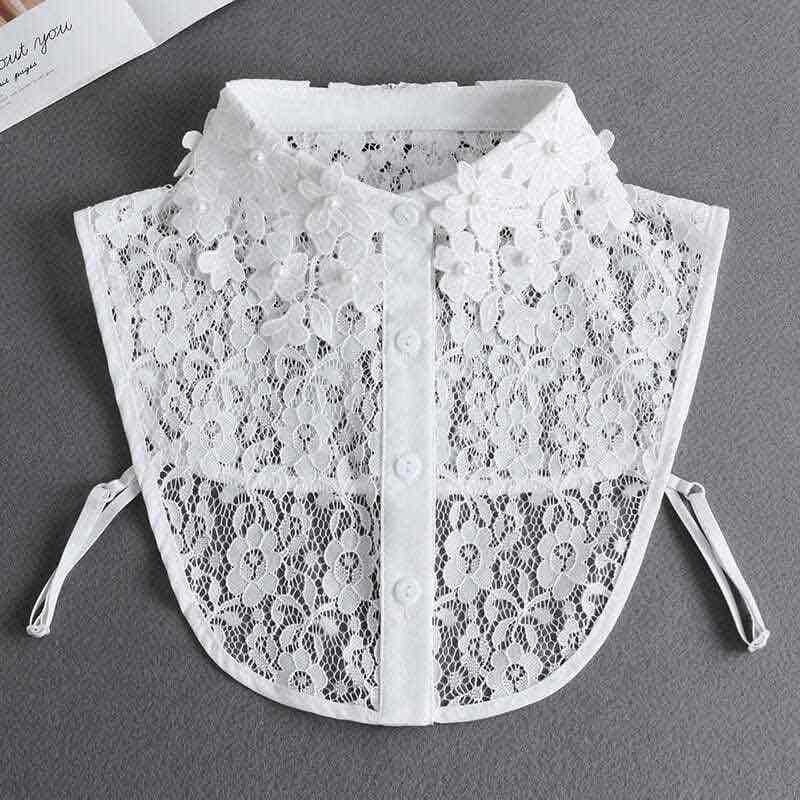 Balta marškinių apykaklė su karoliukais, mažų suaugusiųjų universali aukšta apykaklė, dryžuotas vidinis kostiumas su netikra apykakle