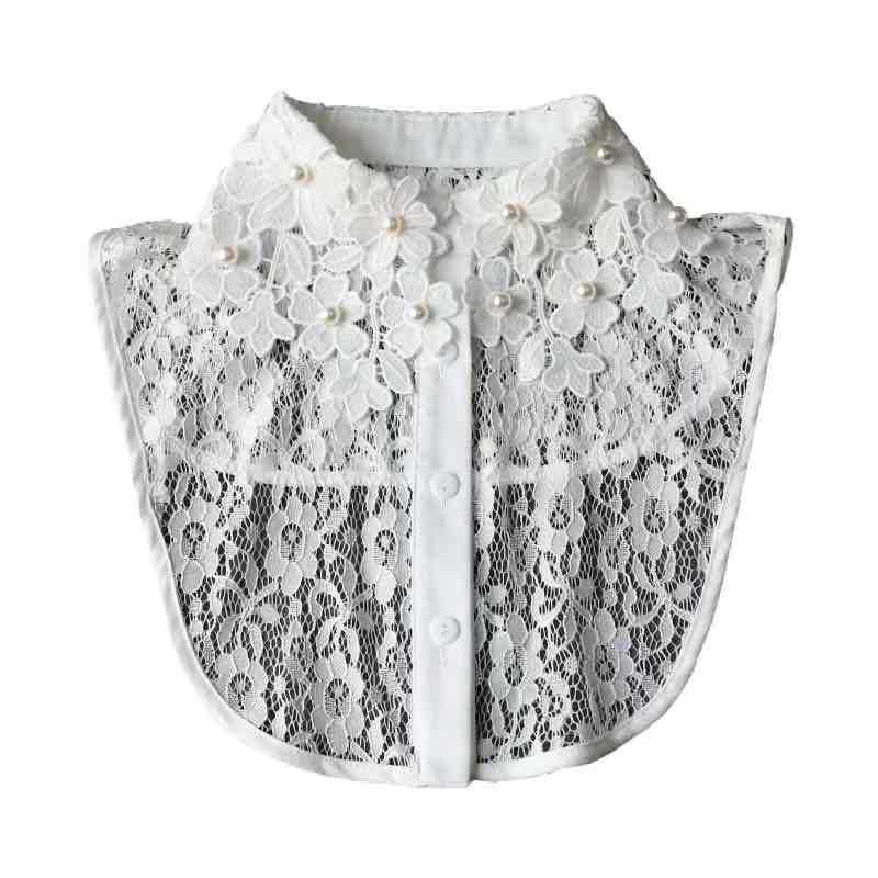 Balta marškinių apykaklė su karoliukais, mažų suaugusiųjų universali aukšta apykaklė, dryžuotas vidinis kostiumas su netikra apykakle