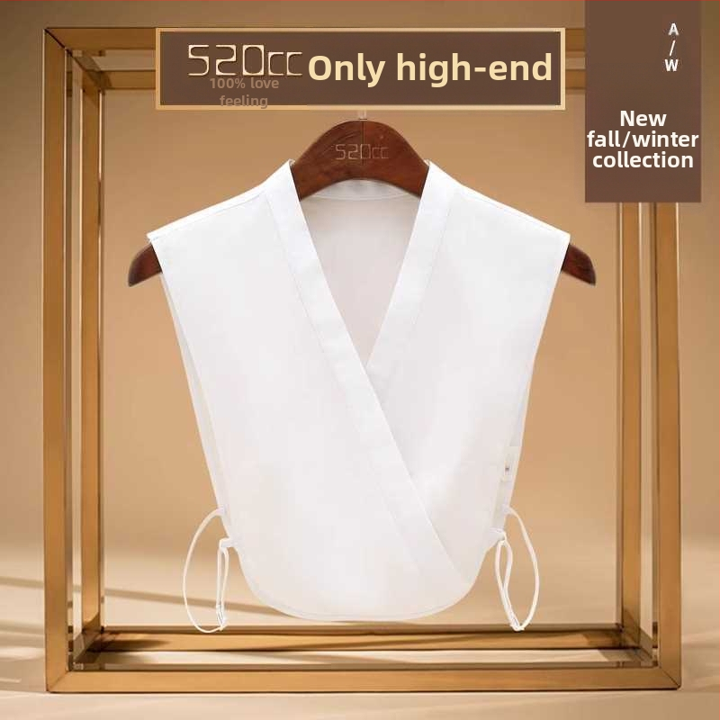 Sügis-talvine dekoratiivne V-kaelusega pluus kunstkraega naistele valge lihtne multifunktsionaalne aluspluus kortsumiskindla kunstkraega