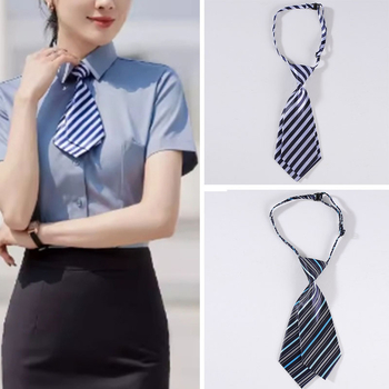 Moteriškas dryžuotas trumpas kaklaraištis, studentiško stiliaus, profesionalus, moteriškas, mergaitiškas, mažas, madingas, matinis, fabriko, vaikams