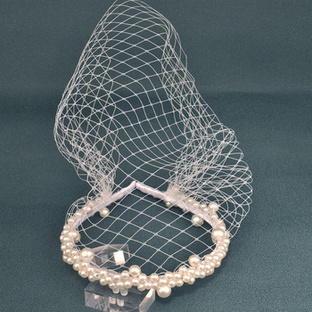 Vintage Amazon Euroopa ja Ameerika peapaelaga peovõrgust naiste juukseaksessuaarid näokattega looriga pärlmutterpeapaelaga peakatted JM26