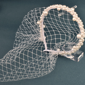 Vintage Amazon Euroopa ja Ameerika peapaelaga peovõrgust naiste juukseaksessuaarid näokattega looriga pärlmutterpeapaelaga peakatted JM26