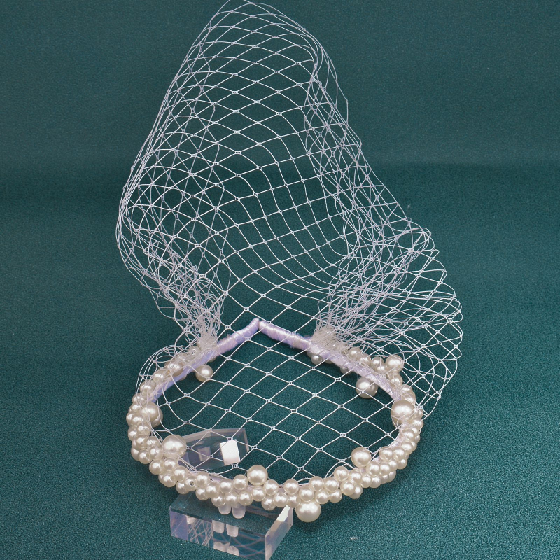 Vintage Amazon Euroopa ja Ameerika peapaelaga peovõrgust naiste juukseaksessuaarid näokattega looriga pärlmutterpeapaelaga peakatted JM26