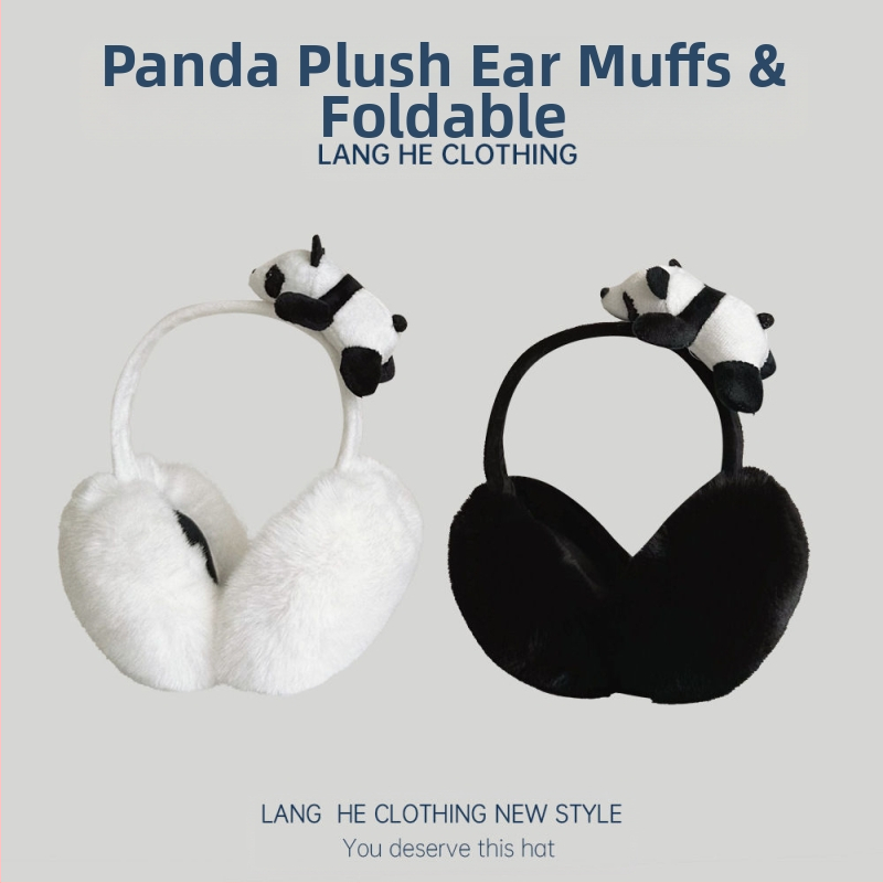 Panda plush kõrvaklapid naistele talvine armas soe külmumisvastane kõrvakaitse tuulekindel kõrvakate 2024 uus sügis- ja talvekõrvaklappide kott