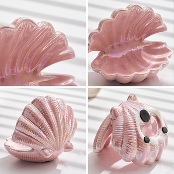 Krémszínű kagyló alakú bejárati kulcstároló lámpa luxus asztali ékszerdoboz kozmetikai vegyes tárolódoboz ingyenes szállítással