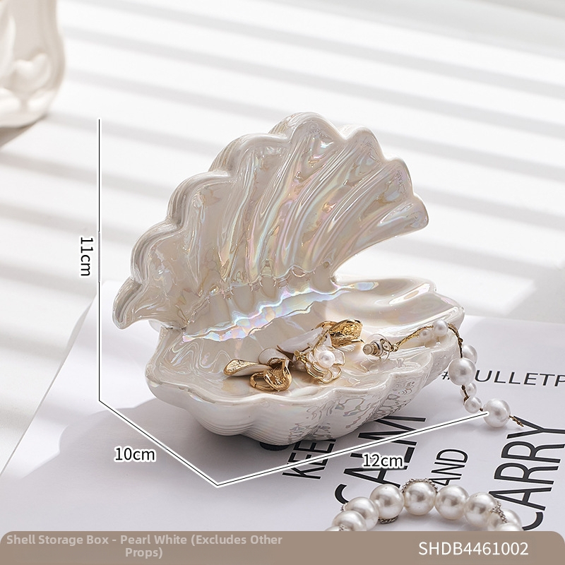 Krémszínű kagyló alakú bejárati kulcstároló lámpa luxus asztali ékszerdoboz kozmetikai vegyes tárolódoboz ingyenes szállítással