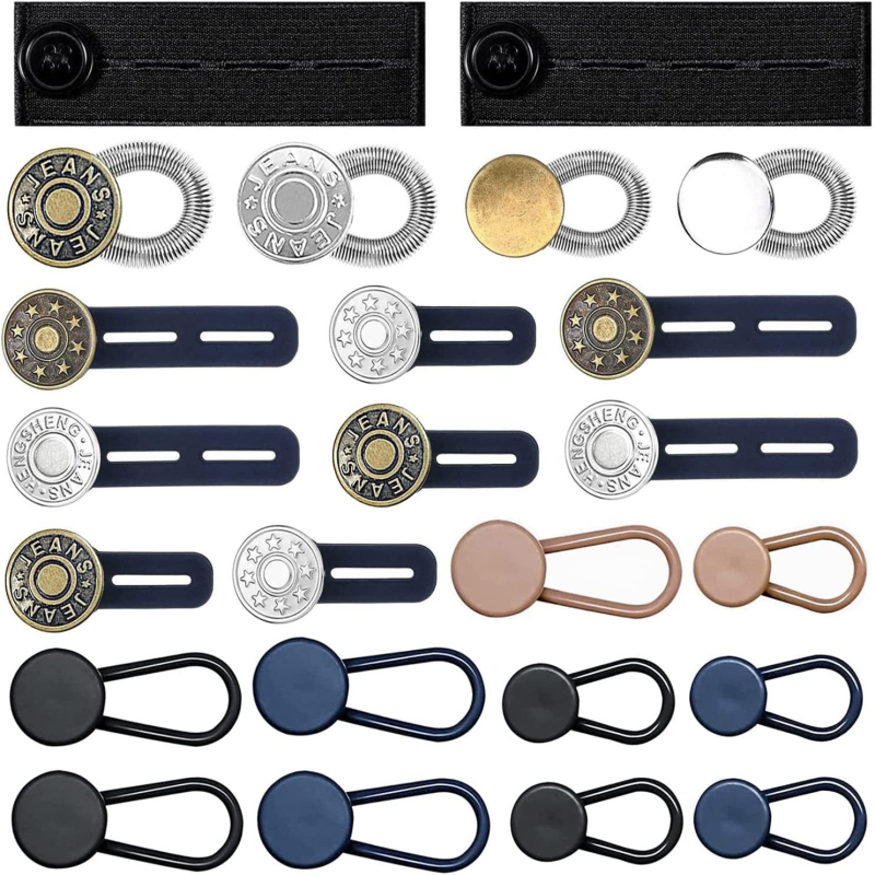 24 darab farmergomb-hosszabbító, multifunkcionális rugós állítógomb, varrás nélküli, láthatatlan hosszabbító inggomb