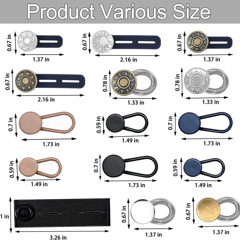 24 darab farmergomb-hosszabbító, multifunkcionális rugós állítógomb, varrás nélküli, láthatatlan hosszabbító inggomb