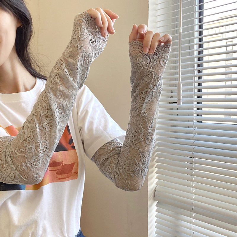 Plonos, elastingos, nėriniuotos, apsauginės nuo saulės pirštinės, moteriškos, su UV apsauga, didelio dydžio, laisvos rankovės, vairavimo rankovės