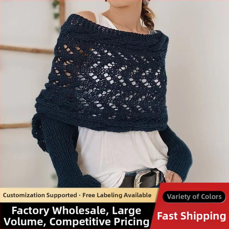 Naujas „Amazon“ tarpvalstybinis rudens ir žiemos ilgas megztas šalikas, tuščiaviduris ilgas dvigubų rankovių šalikas