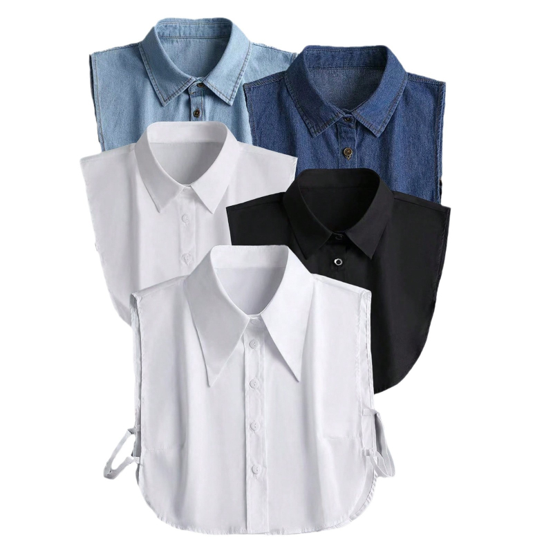 Puhast puuvillast klassikaline võltskrae terava kraega kandiline krae kampsunülikonna T-särgi kraega tehase hulgimüügi särk võltskraega