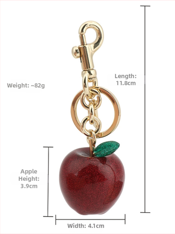 Krepšelio pakabukas „Obuolys“ raktų pakabuko pakabukas automobiliui, ornamentas, dervos aksesuaras, „Amazon“ raudonasis obuolys, vaisių stilius