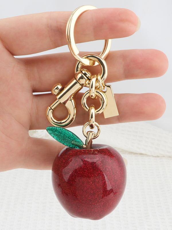 Krepšelio pakabukas „Obuolys“ raktų pakabuko pakabukas automobiliui, ornamentas, dervos aksesuaras, „Amazon“ raudonasis obuolys, vaisių stilius