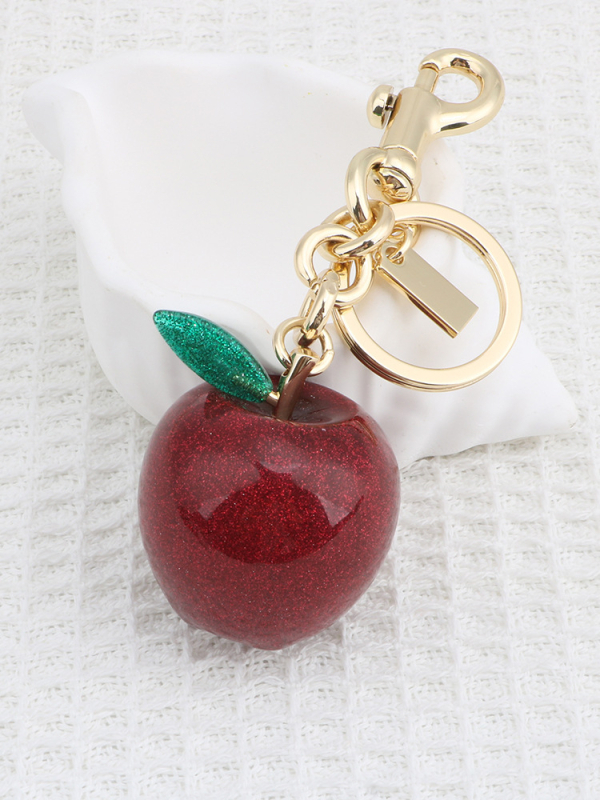 Krepšelio pakabukas „Obuolys“ raktų pakabuko pakabukas automobiliui, ornamentas, dervos aksesuaras, „Amazon“ raudonasis obuolys, vaisių stilius